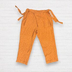 FREE PEOPLE FP Beach Orange Gold Garment Dyed Wash Side Tie Baggy Wide Leg Pants